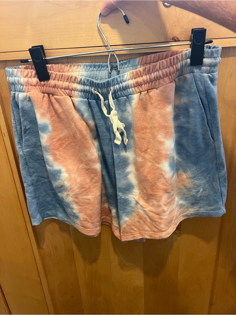 Love Tree Peach and Blue Tie-Dye Terry Lounge Shorts